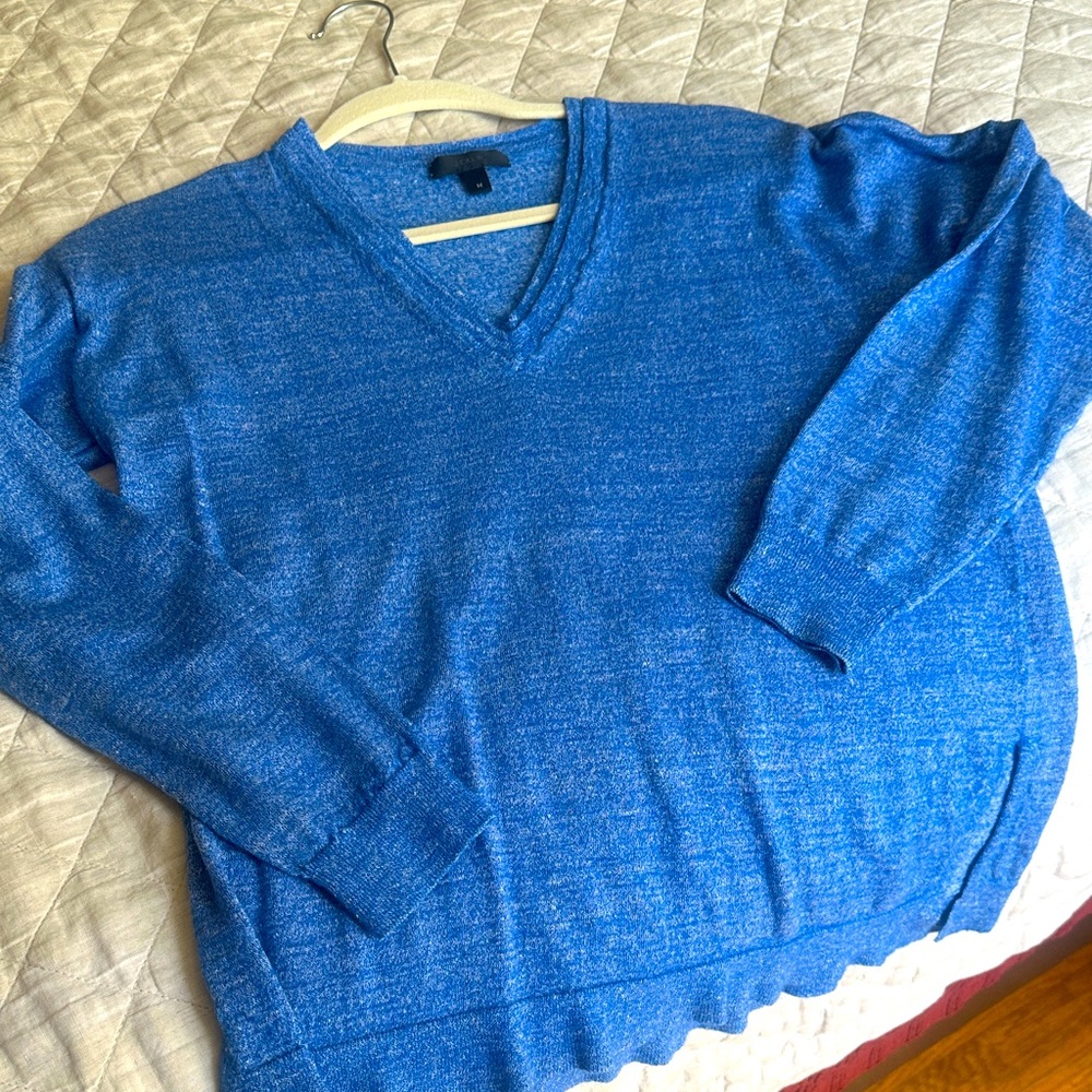 J. Crew Women’s Heathered Blue V-Neck Sweater